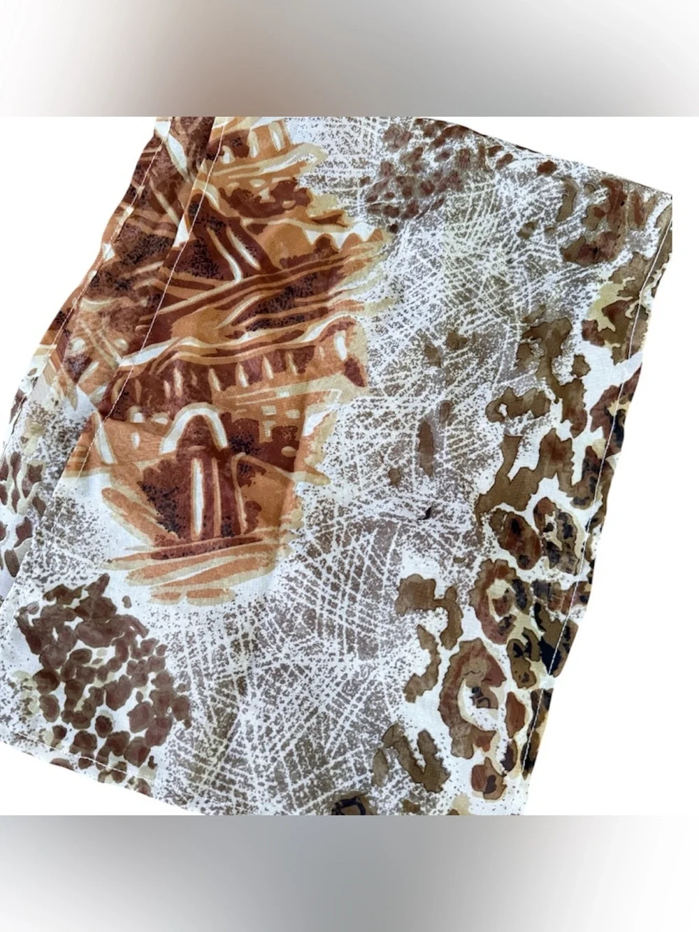 Vintage Sheer Animal Print Head Scarf, Oblong Bohemian Scarf Accessory, 45” Long